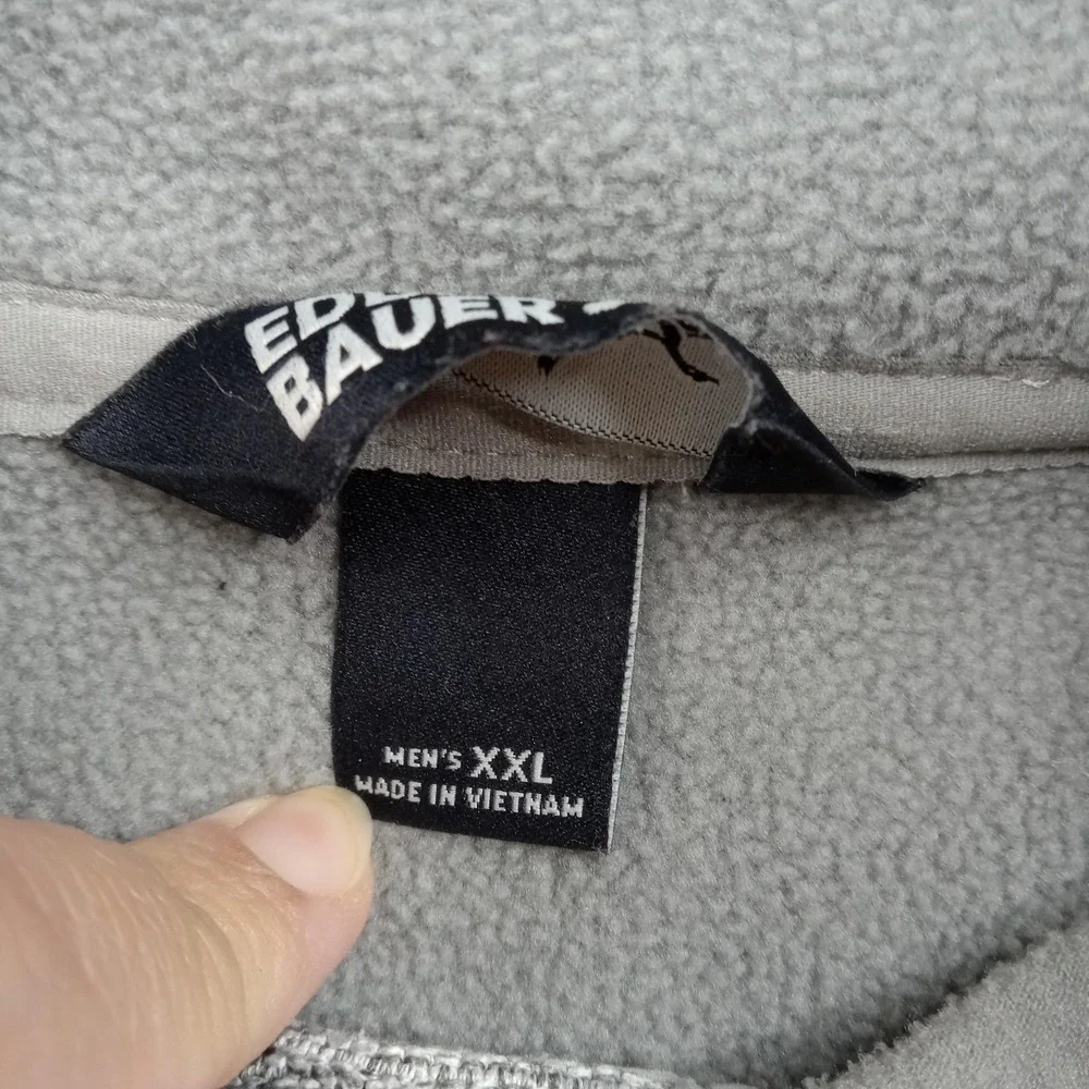 Eddie Bauer Sweatshirt Mens 2XL‎ Gray Snap Button Henley Fleece Pullover Pockets - Picture 3 of 8